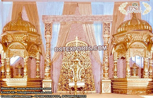 Décor de scène de mariage indien, Design privé, pour scène traditionnelle, ramajada dorée, maharajada, marashi - Product Image 3