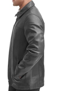 Veste Slim Fit en cuir véritable pour homme avec doublure confortable et fermeture à glissière, tenue quotidienne élégante pour motard d'hiver - Product Image 3