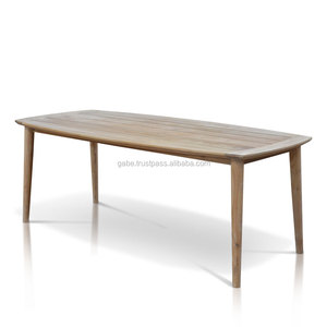 Table à manger en forme de rugby de style milieu du siècle bois de teck naturel poncé fin pour une utilisation de meubles d'extérieur - Product Image 4