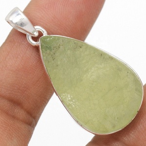 Venta al por mayor 925 plata esterlina forma de pera Prehnita Druzy piedra preciosa colgante increíble joyería con bisel ajuste incrustaciones - Product Image 1