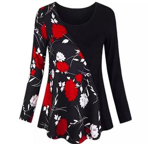 2022 nueva moda verano Mujer Casual cuello redondo estampado de flores manga larga Top 100% algodón de Bangladesh - Product Image 1