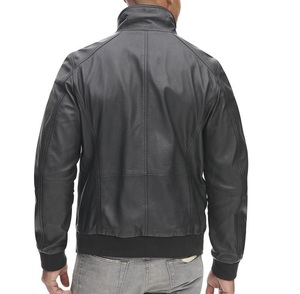 Veste en cuir véritable classique de style motard à garniture côtelée confortable vêtements de sport tactiles à la mode pour la moto - Product Image 6