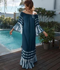 Vestido largo de rayón con hombros descubiertos para mujer, vestido playero de marca, 2019 - Product Image 2