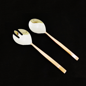 Ensemble de service à salade en acier inoxydable avec poignée en or Rose, vaisselle et couverts avec métal en acier inoxydable - Product Image 1