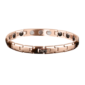 Pulseras de acero inoxidable P043, cuentas de metal con holograma de potencia, oro rosa, infinity, antifatiga, turmalina, germanio - Product Image 2