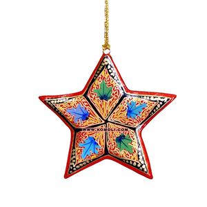 <b>Pink</b> Floral Wooden Star Hand Painted Inside <b>Christmas</b> Flat Ornaments Star <b>Christmas</b> <b>Decorations</b> - Product Image 5