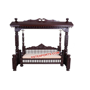 Columpio tallado en madera antiguo Columpio de madera tallado a mano Columpios DE BODA indios EE. UU. - Product Image 1