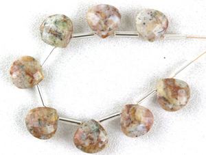 Pierre précieuse de jaspe naturel à facettes en forme de cœur, perles de Briolette, pierre bon marché, fabrication de bijoux à la main, belle - Product Image 2