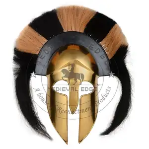 Custom Design Ancient Greece Brass Corinthian Barbute Helmet With Transverse Crest Manufacturer Indian Factory