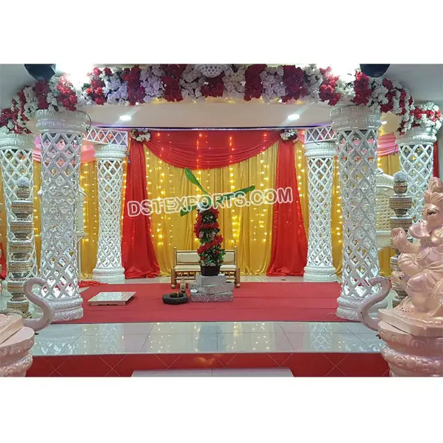 Mandap พลาโซเพชรสำหรับงานแต่งงาน,ชุดแต่งกายสำหรับงานแต่งงานสไตล์ฟิจิแผ่นโลหะประดับคริสตัลอันดีงามสำหรับงานแต่งงานสไตล์วินเทจ