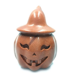 Semi pietra preziosa zucca di Halloween sculture in legno - Product Image 1