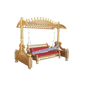 Indian Wedding Wooden Carved Jhula Wedding Golden <b>Swing</b> Indian Wedding <b>Swings</b> USA - Product Image 1
