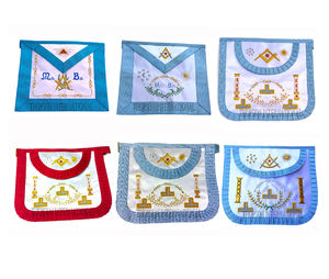 Maître Mason Groussier Rite Français Tablier Brodé Main-Croix Couture Fondation Patch Cuir Tissu Français - Product Image 1