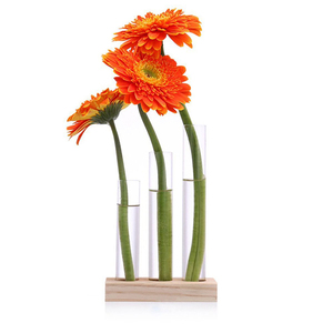 Jarrón de tubo de ensayo de vidrio en madera - Product Image 1