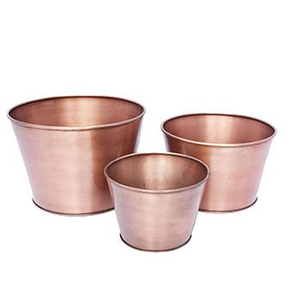 Macetas y jardineras antiguas de Metal de hierro Cooper, macetas y decoración de jardín, Juego de 3 - Product Image 1