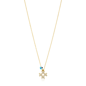 Forme carrée clair Zircon pierre charme collier turc fait à la main en gros 925 argent Sterling bijoux - Product Image 1