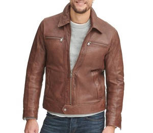 Veste de moto classique de style motard veste de mode en cuir véritable confortable avec vêtements de sport à fermeture éclair centrale - Product Image 2