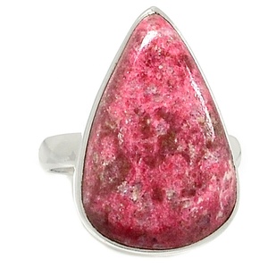 แหวนเพชร thulite สีชมพูทำจากลูกแพร์ธรรมชาติทำด้วยมือแหวนเงินแท้925สำหรับงานแต่งงานครบรอบปาร์ตี้แหวนแฟชั่นสำหรับ - Product Image 1