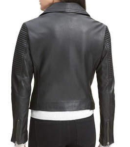 Veste de motard en cuir de mouton beige foncé pour femmes Design personnalisé Look sportif Nouveautés en gros - Product Image 4