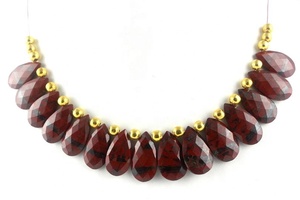 Hermosa 1 hebra de calidad superior facetado en forma de pera Briolette Beads Natural Red Jasper Gemstone Making Jewelry - Product Image 6