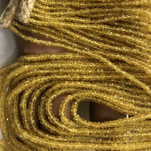 Perles de pierres précieuses à facettes en saphir jaune précieux naturel, brin pour la fabrication de bijoux, collier, vente en gros, 2mm, 3mm, 4mm - Product Image 1