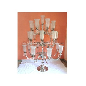 Candelabros de lujo modernos de lujo con centro de mesa de chimenea de vidrio niquelado candelabros de gran oferta de lujo para fiestas de bodas - Product Image 3