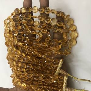 ลูกปัดอัญมณีสีเหลืองมะนาวธรรมชาติขนาด8มม. 10มม. แบบเหลี่ยมเพชรพลอยหลวม - Product Image 1