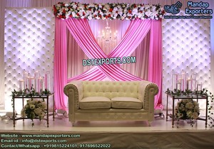 Escenario de boda glamurosa con paneles de cuero, decoración de eventos de boda de estilo inglés, temática occidental blanca, escenario de recepción - Product Image 2