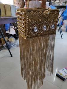 High Quality Handmade Ladies Classic Metal <b>Stone</b> Beaded Clutch Gold Silver Evening Party Bag Satin Lining <b>Ring</b> Strap Bridal - Product Image 3