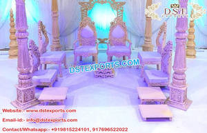 Hermosas Sillas De Mandap de boda india, sillas de Mandap de asiento bajo eminentes, silla de Mandaps tallada en madera para boda, Reino Unido - Product Image 6