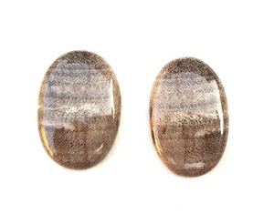 Qualité géniale 2 pièces pierres précieuses en vrac forme ovale lisse bois naturel jaspe Cabochons fabrication de bijoux DIY - Product Image 3