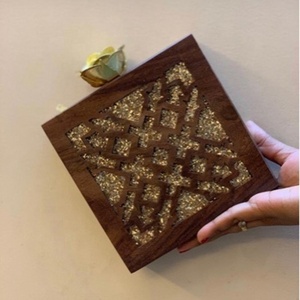 Bolso de Mano de Madera Hecho a Mano, Estilo Cuadrado, Bolsos de Madera, Bolso de Mano Indio para Mujer, Hermoso Bolso de Mano para Mujer, Bolsos de Hombro - Product Image 1