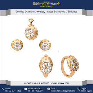 18kt oro rosa lujo diamante colgante pendiente anillo conjunto colección de colgantes y dijes - Product Image 3
