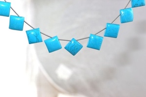 Natural <b>Turquoise</b> Square Shape Smooth One Side Flat Briolette <b>Beads</b> Making Handmade Jewelry Indian Manufracture - Product Image 5