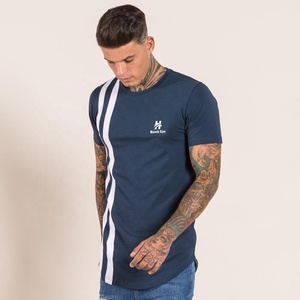 T-shirts pour hommes à motif de fond incurvé à la mode T-shirt en coton respirant pour hommes - Product Image 3