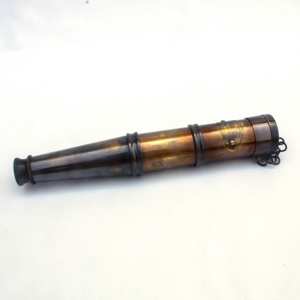 Telescopio de Mano Estilo Antiguo Náutico de Latón, Madera y Cuero con Diseño de Antorcha de 14 Pulgadas, Hecho a Mano - Product Image 4