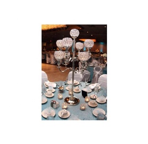 Fleur multicolore faite à la main romantique Vente en gros Grande boule de cristal Candélabres de mariage Grands bougeoirs pour mariages fabricant - Product Image 1