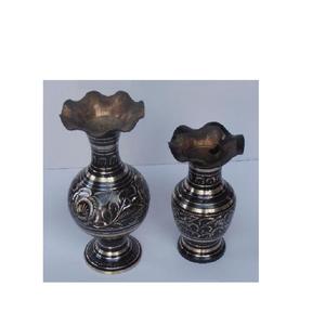 Jarrones de Metal indio tradicional, hechos en latón fundido con pintura rizada y negra, estilo Kashmiri, decoración del hogar, artesanías de Metal - Product Image 5