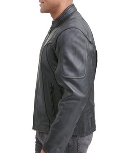 Chaqueta de cuero para motociclista W Back Air Vents Biker Style Chaqueta de motocicleta Classic Real Leather Fashion Jacket - Product Image 5