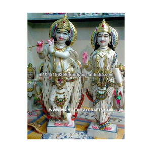 Exclusive White Marble Krishna Radha <b>Statue</b> - Product Image 1