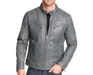 <b>Vintage</b> Biker Style Motorcycle <b>Jacket</b> Comfortable Classic Real Leather Fashion Outerwear with Mock Collar Durable Stylish - Product Image 5
