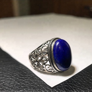 Hombres paquistaníes s925 azul lapislázuli de piedra de compromiso de boda de diseño nepal anillo - Product Image 4