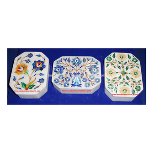 Cajas Decorativas de Mármol Hechas a Mano, Resistentes, con Incrustaciones, Estilo Romántico, para Guardar Joyas - Product Image 1