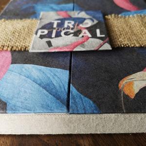 Boîte d'invitation de mariage de plage en lin et papier sur mesure tropicale - Product Image 2