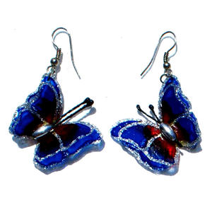 Boucles d'oreilles papillon faites à la main, couleurs vives, bijoux fantaisie péruviens en gros - Product Image 1