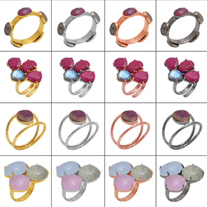 Prehnite 925 Chalcedony แหวนเงินสเตอร์ลิงทันสมัยทันสมัย unisex ชุบทองสไตล์คลาสสิกสำหรับวันครบรอบแต่งงาน - Product Image 3