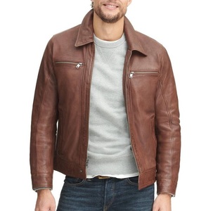 Veste de moto classique de style motard veste de mode en cuir véritable confortable avec vêtements de sport à fermeture éclair centrale - Product Image 3
