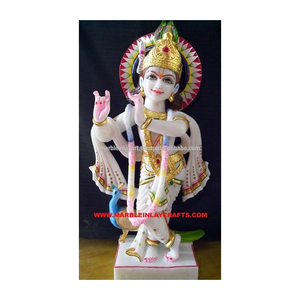 White Makrana Marble Krishna Statue - Product Image 1