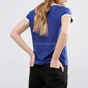 Camiseta azul informal de talla grande para mujer, patrón sólido, plumas KITW02, ropa informal estilo Hip Hop personalizada, diamantes bordados con lentejuelas - Product Image 4