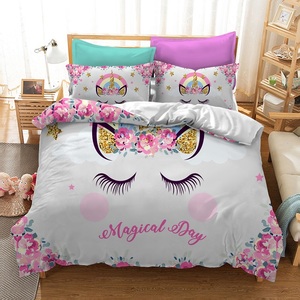 4 Mảnh 100% Polyester 3D in Unicorn câu chuyện cổ tích nhân vật bộ đồ giường thiết lập thiên nhiên lấy cảm hứng từ mô hình hoạt hình với bông Điền - Product Image 2